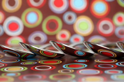 Spoon on colorful table