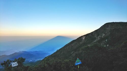 Scenic view of mountains against clear sky