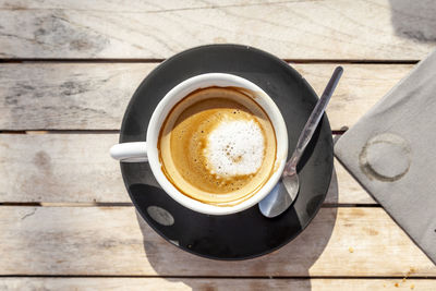 High angle view of coffee on table