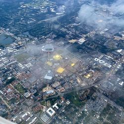 High angle view of buildings in city