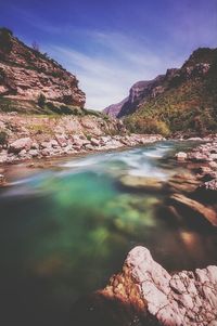 Scenic view of mountains against sky