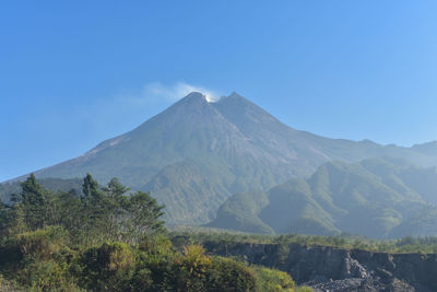 Amazing view of merapi mountain in the morning, yogyakarta, indonesia.