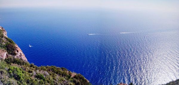 High angle view of sea against sky