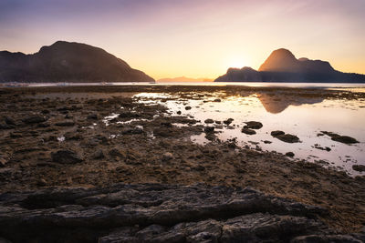 Scenic view of sea against sky during sunset