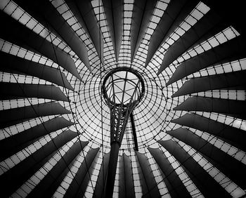 Low angle view of illuminated staircase in city