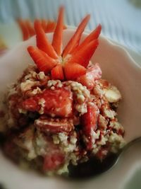 Close-up of strawberries in bowl