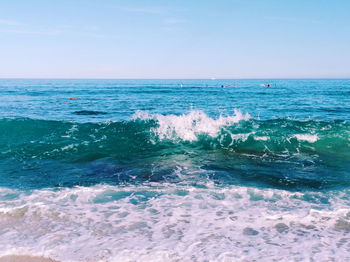 Scenic view of sea against clear sky