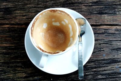 High angle view of coffee on table