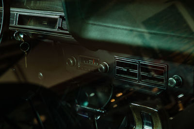 Close-up of interior of vintage car