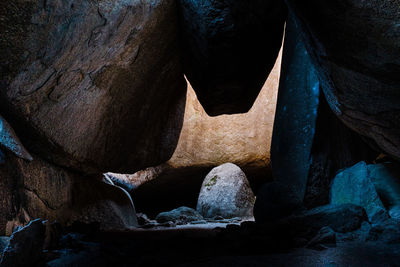 Low angle view of rock formation in cave