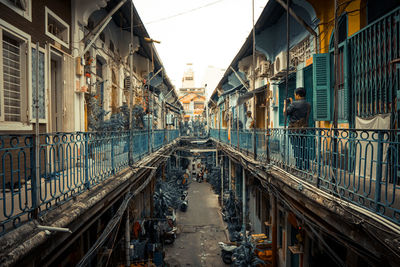 Panoramic view of buildings and street in city