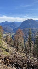 Scenic view of landscape and mountains against sky