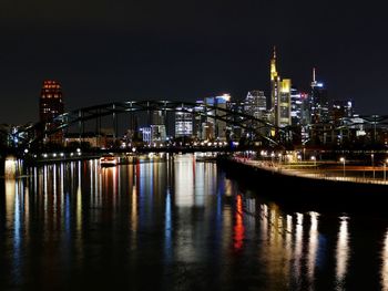 Illuminated buildings in city at night