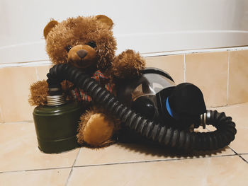 Close-up of stuffed toy on table at home