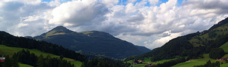 Panoramic view of mountains against sky