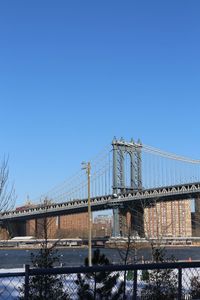 Low angle view of bridge against buildings