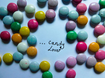 Close-up of multi colored text on paper