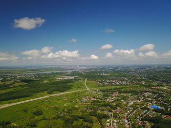 High angle view of townscape against sky