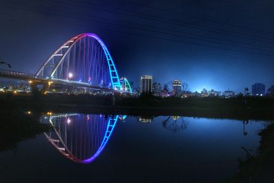 Bridge over river at night