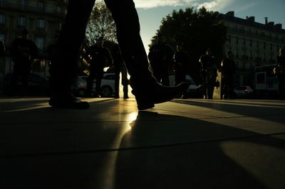 Woman walking on road