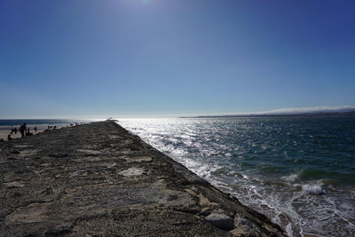 Scenic view of sea against clear sky