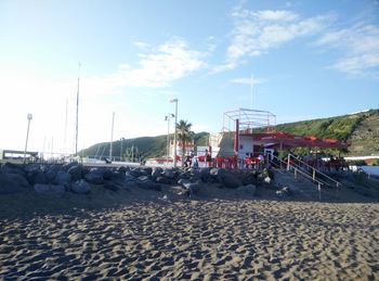 View of beach against clear sky