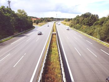 High angle view of road in city