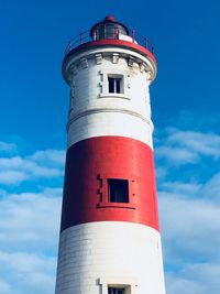 Low angle view of lighthouse against sky