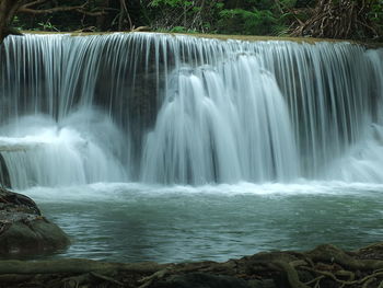 View of waterfall in forest