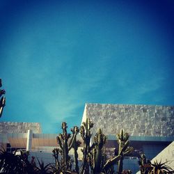 Buildings against blue sky and clouds