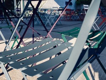 High angle view of bicycle wheel