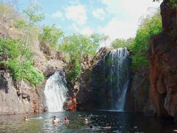 Scenic view of waterfall