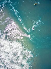 High angle view of person surfing in sea
