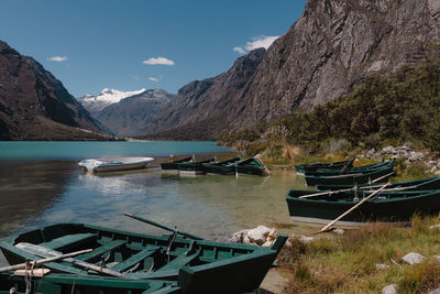 Llanganuco lagoon located at 3850 meters above sea level in the province of huaraz, peru.