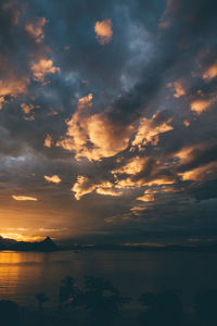 Scenic view of sea against cloudy sky