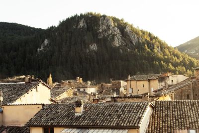 High angle view of townscape against sky