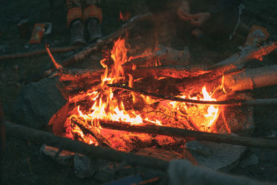 Close-up of campfire at night