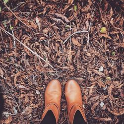 Low section of woman standing on ground