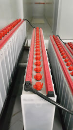 High angle view of empty seats in kitchen