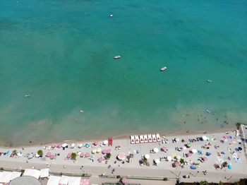High angle view of people on beach