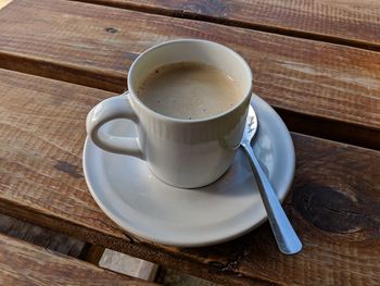 High angle view of coffee on table