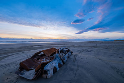 Burned out car on oreti beach