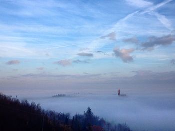 Scenic view of landscape against cloudy sky