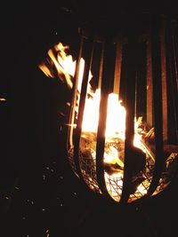 Close-up of lit candle in garden