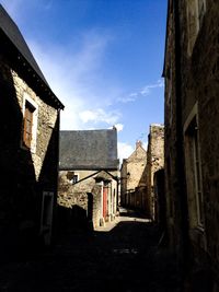 Narrow alley amidst buildings against sky