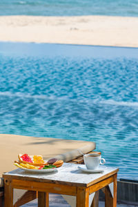 Deck chairs on beach