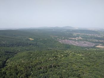 High angle view of land against sky