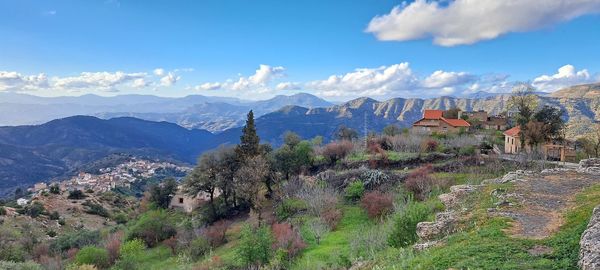 Panoramic view of mountains against sky