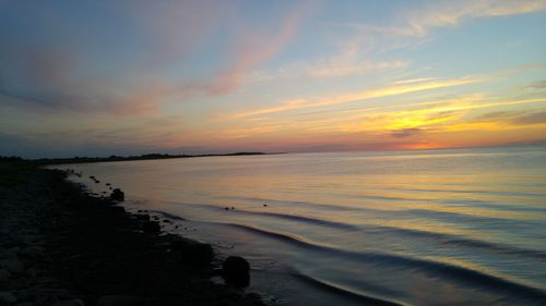 Scenic view of sea at sunset