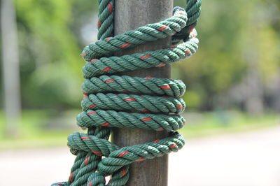 Close-up of ropes tied up 